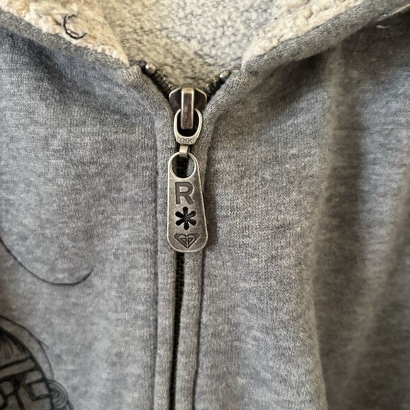 Y2K Roxy Womens Full Zip Hooded Sweatshirt Y2K Grey XL Embroidered Surf Skate - Picture 7 of 14